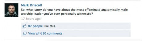 Mark Driscoll Facebook status update Mark Driscoll Facebook status update
