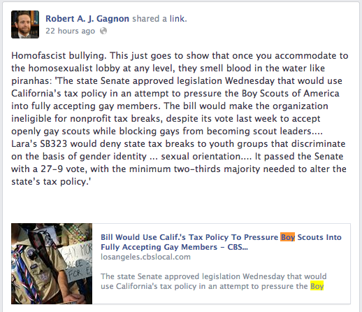 Robert Gagnon on Boy Scouts